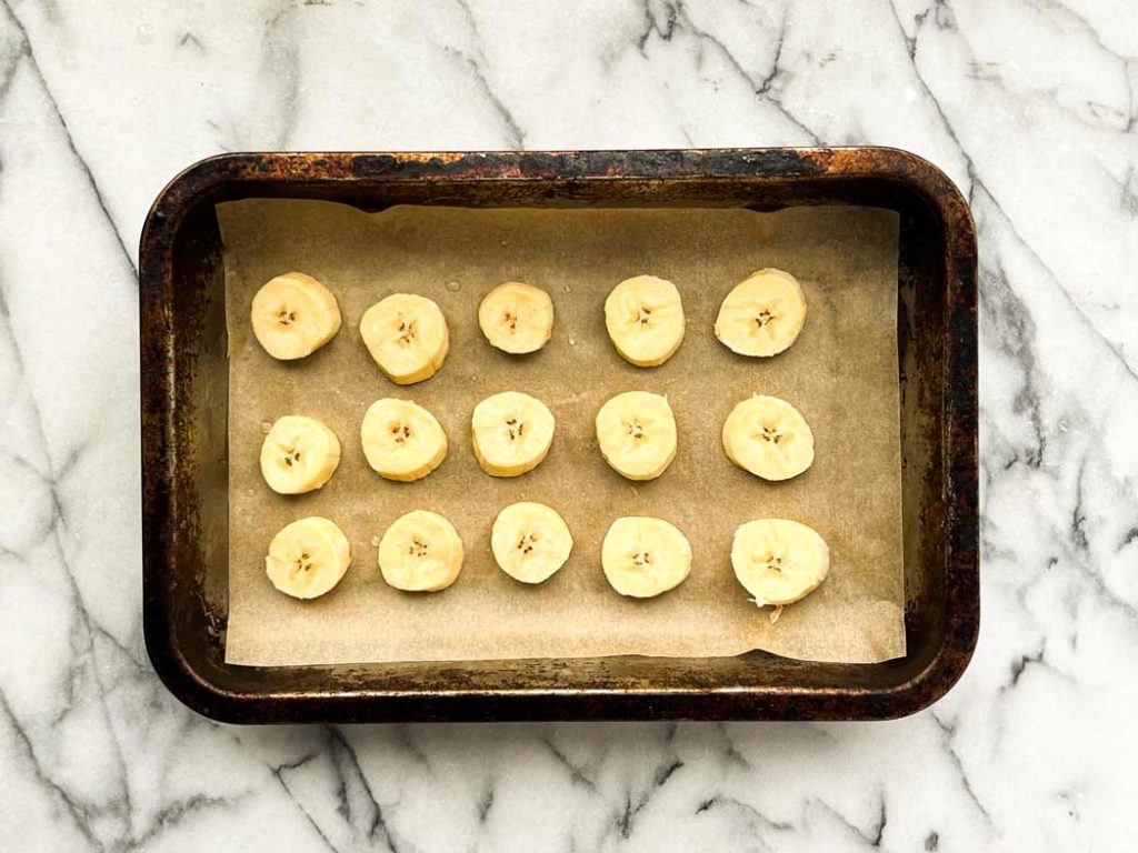 Hot to freeze plantains - sheet pan